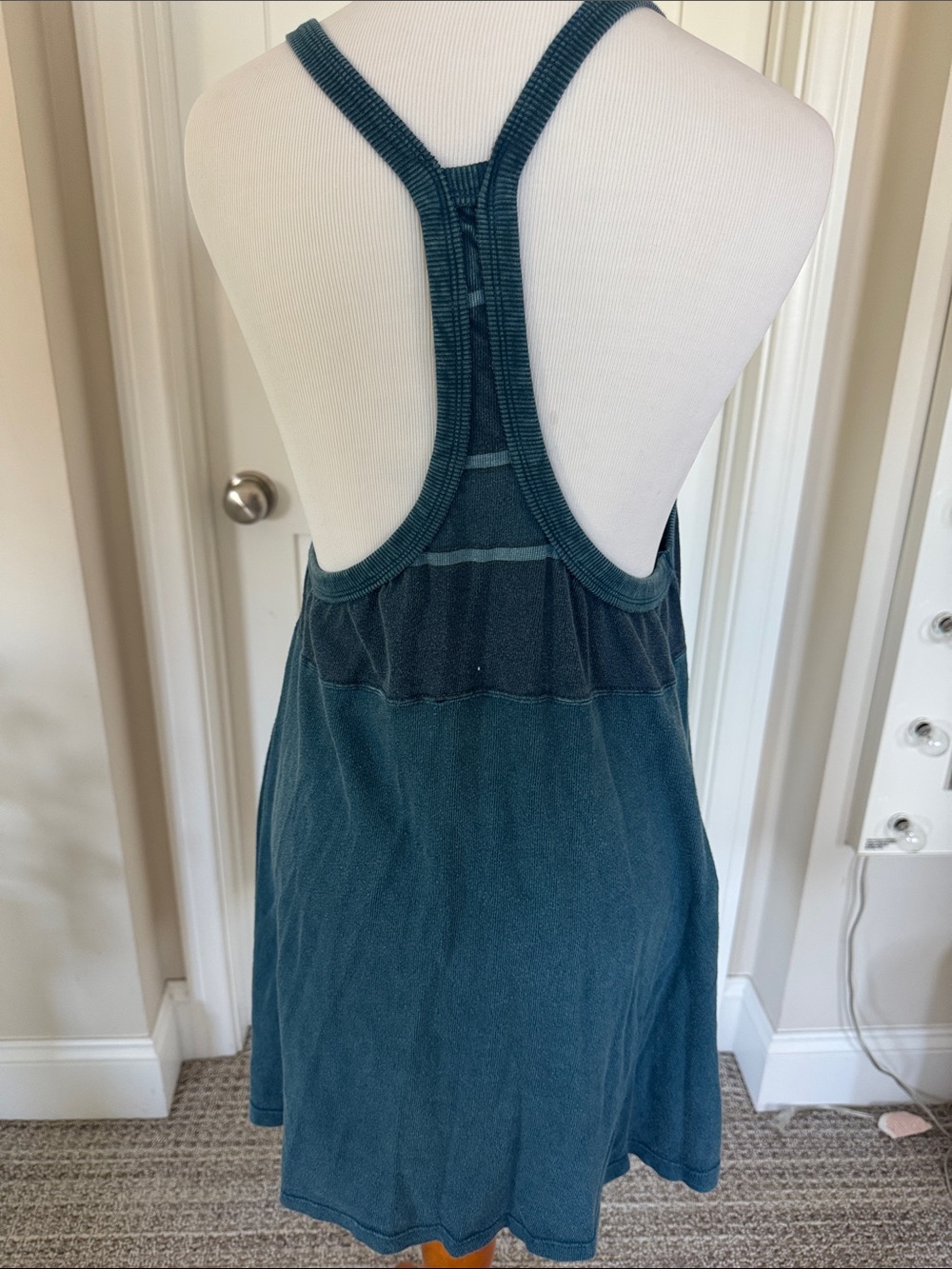 Free People Teal & Navy Striped Tank Mini Dress - Picture 2 of 3
